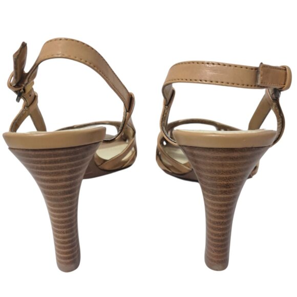 Worthington Women's Tan Slingback Strappy Heels Open Toe Classic Sz 7.5 - Picture 4 of 7